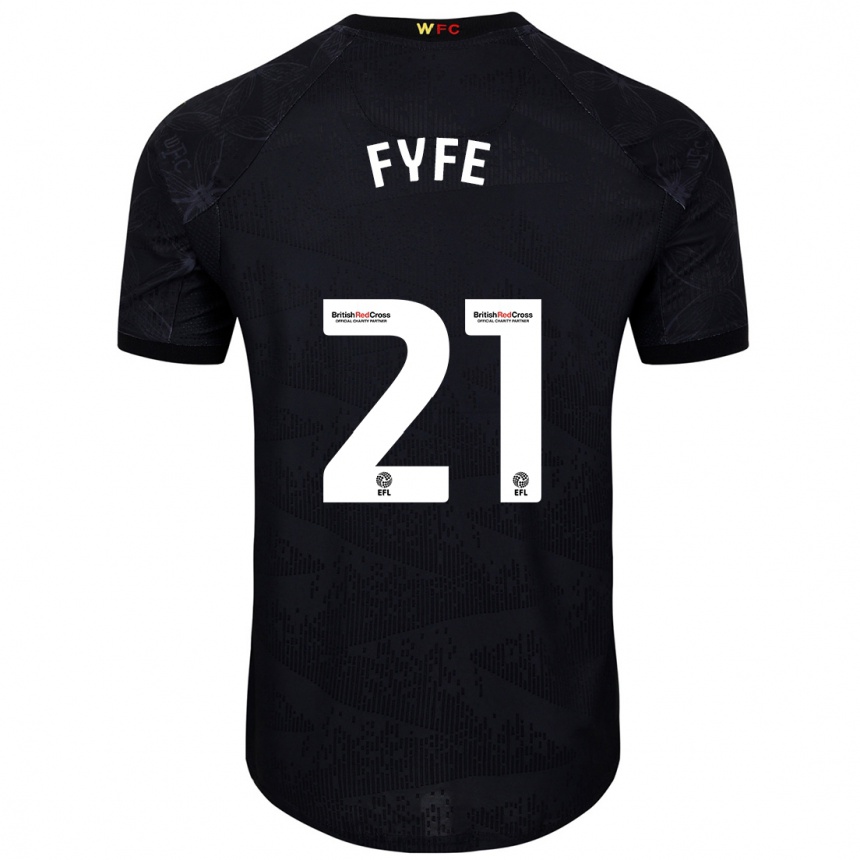 Kids Football Flo Fyfe #21 Black White Away Jersey 2024/25 T-Shirt Za