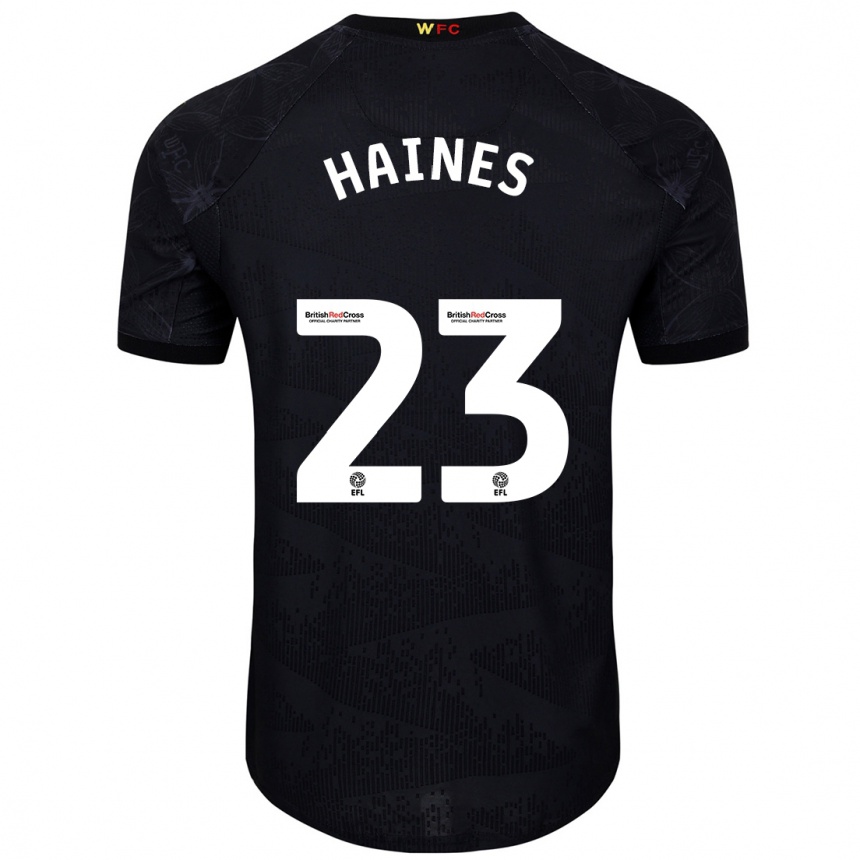 Kids Football Coral-Jade Haines #23 Black White Away Jersey 2024/25 T-Shirt Za