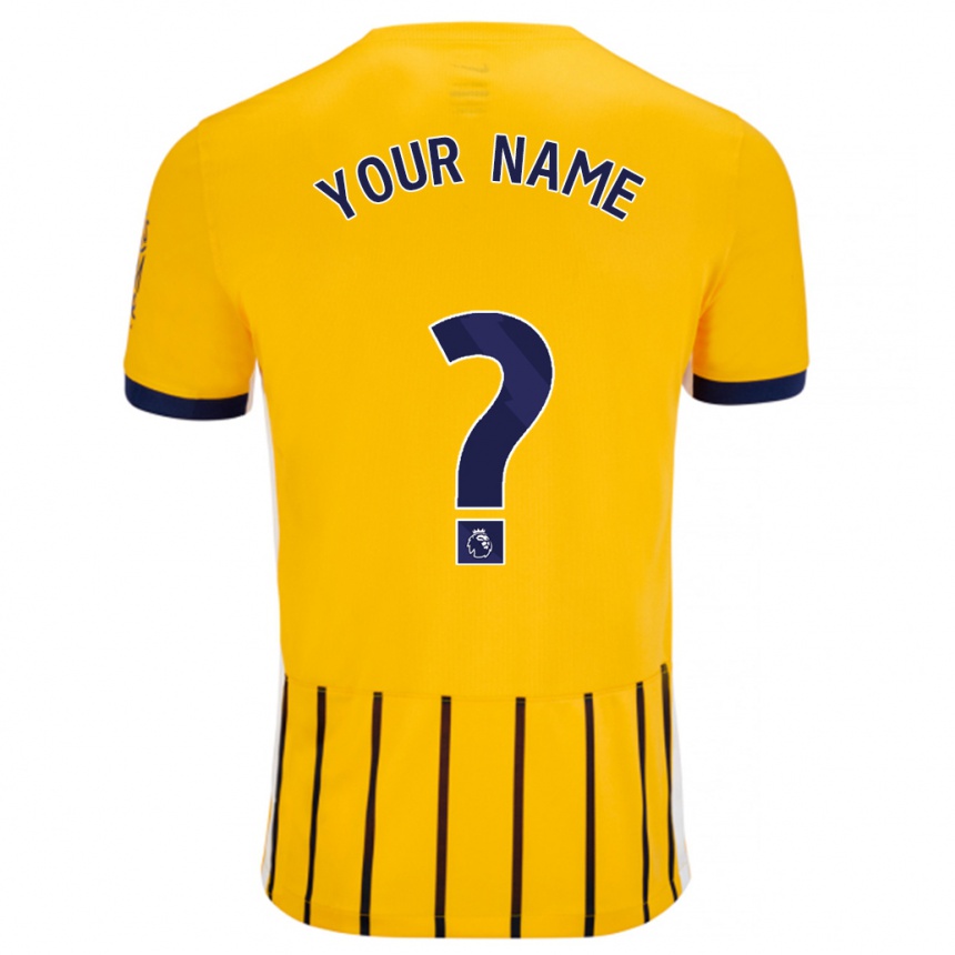 Kids Football Your Name #0 Gold Blue Pinstripes Away Jersey 2024/25 T-Shirt Za