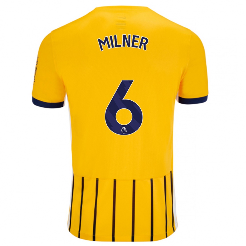 Kids Football James Milner #6 Gold Blue Pinstripes Away Jersey 2024/25 T-Shirt Za