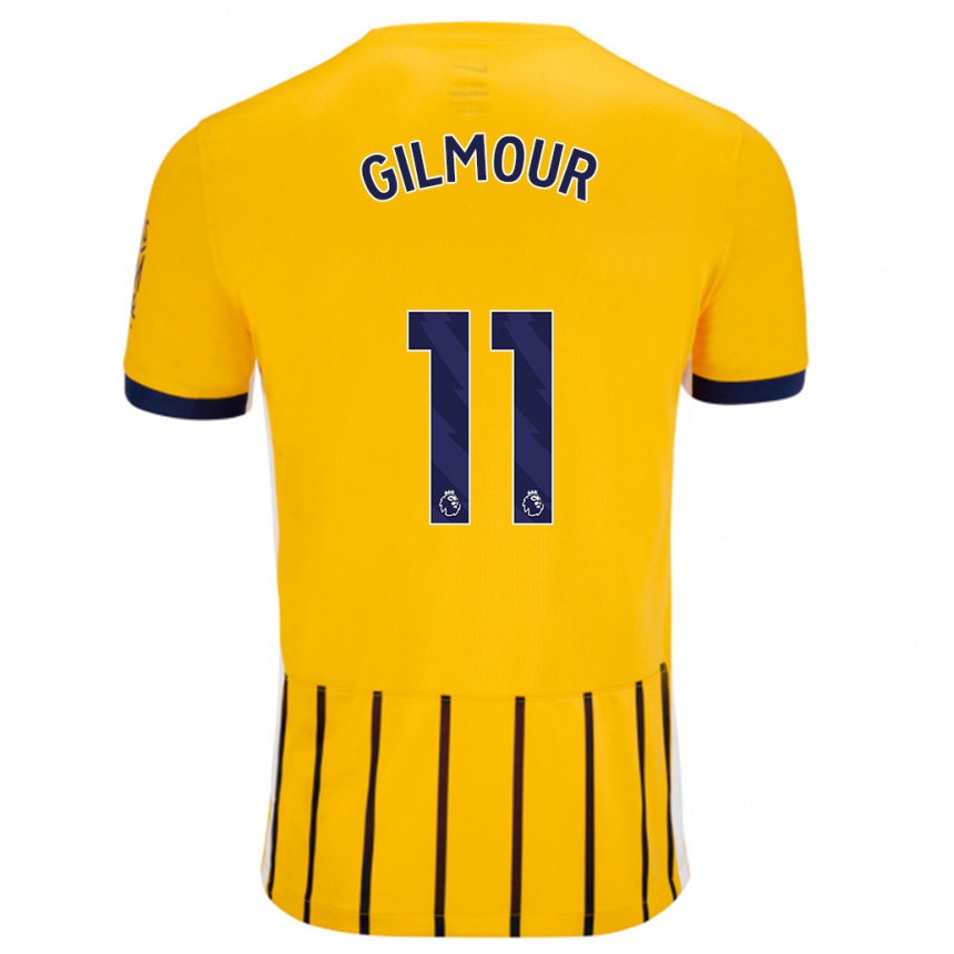 Kids Football Billy Gilmour #11 Gold Blue Pinstripes Away Jersey 2024/25 T-Shirt Za