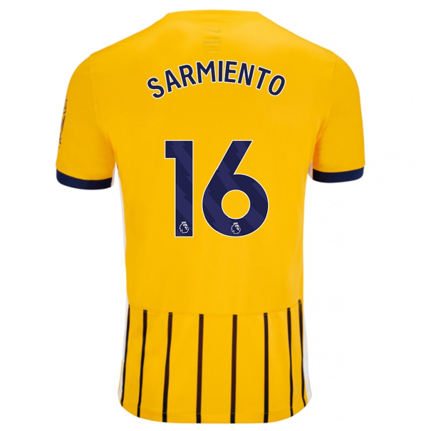 Kids Football Jeremy Sarmiento #16 Gold Blue Pinstripes Away Jersey 2024/25 T-Shirt Za