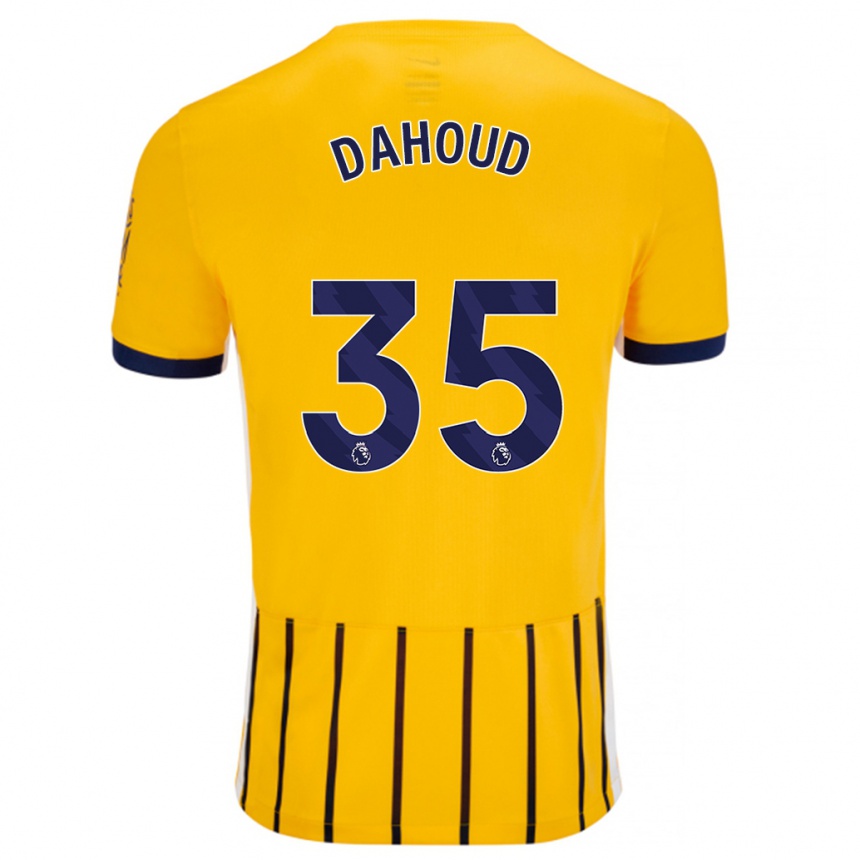 Kids Football Mahmoud Dahoud #35 Gold Blue Pinstripes Away Jersey 2024/25 T-Shirt Za