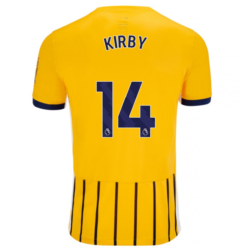 Kids Football Fran Kirby #14 Gold Blue Pinstripes Away Jersey 2024/25 T-Shirt Za