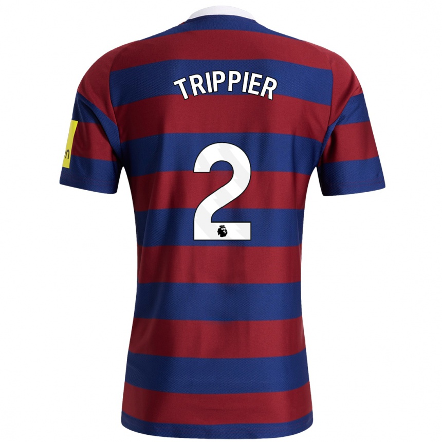 Kids Football Kieran Trippier #2 Burgundy Navy Blue Away Jersey 2024/25 T-Shirt Za