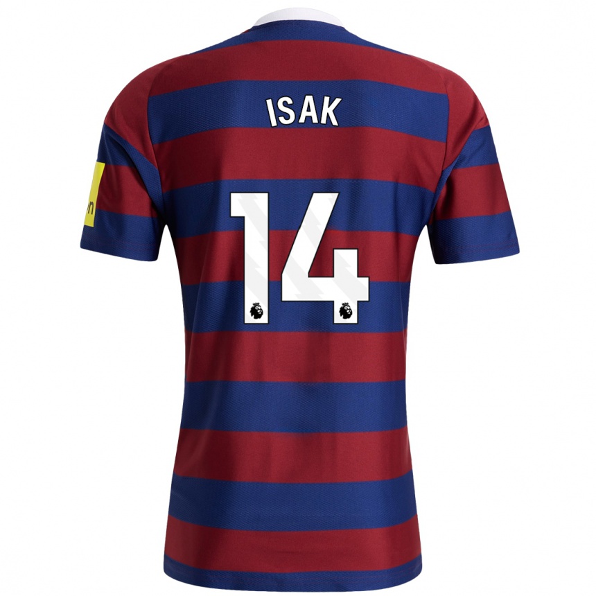 Kids Football Alexander Isak #14 Burgundy Navy Blue Away Jersey 2024/25 T-Shirt Za