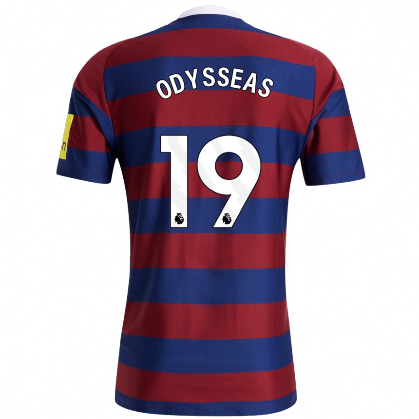 Kids Football Odysseas Vlachodimos #19 Burgundy Navy Blue Away Jersey 2024/25 T-Shirt Za