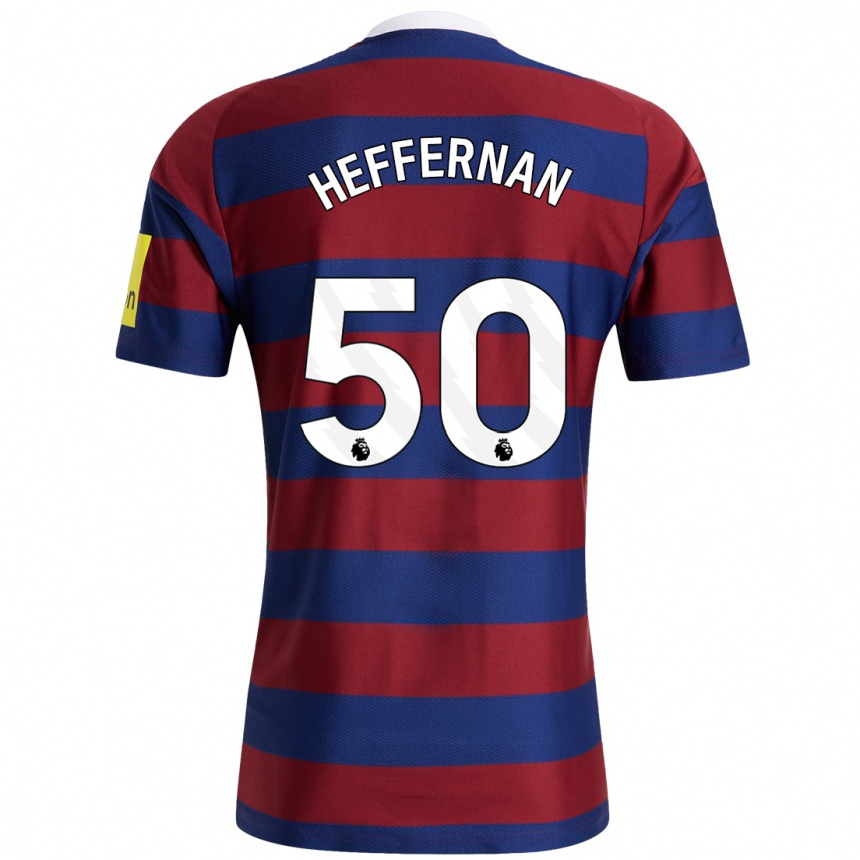 Kids Football Cathal Heffernan #50 Burgundy Navy Blue Away Jersey 2024/25 T-Shirt Za