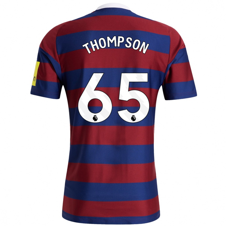 Kids Football Ciaran Thompson #65 Burgundy Navy Blue Away Jersey 2024/25 T-Shirt Za