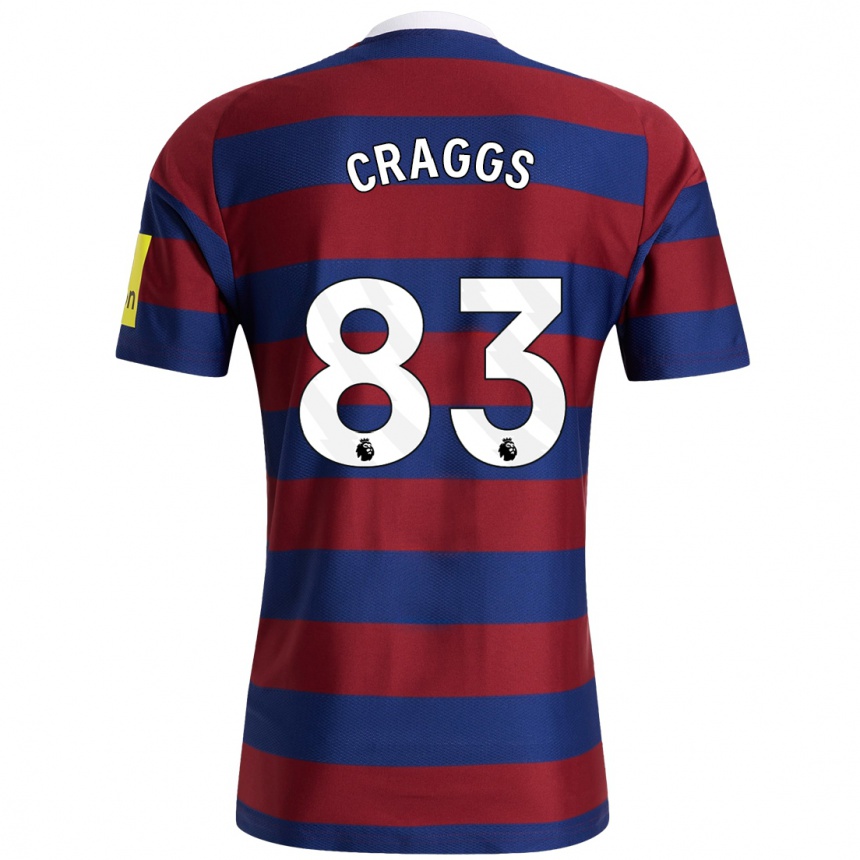 Kids Football Luke Craggs #83 Burgundy Navy Blue Away Jersey 2024/25 T-Shirt Za