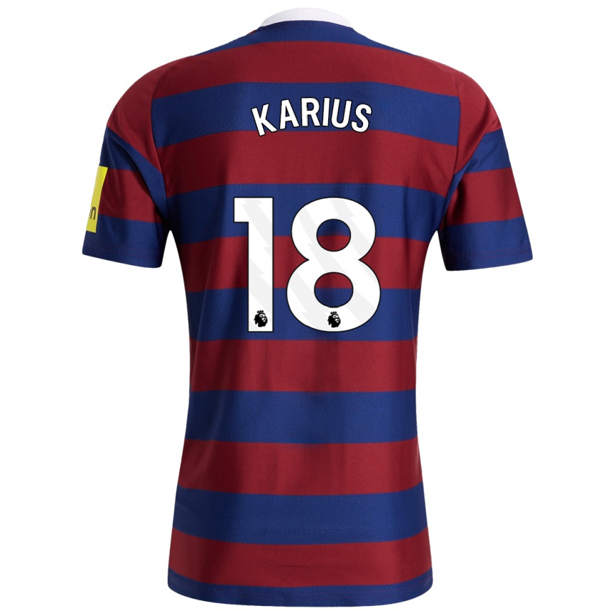 Kids Football Loris Karius #18 Burgundy Navy Blue Away Jersey 2024/25 T-Shirt Za