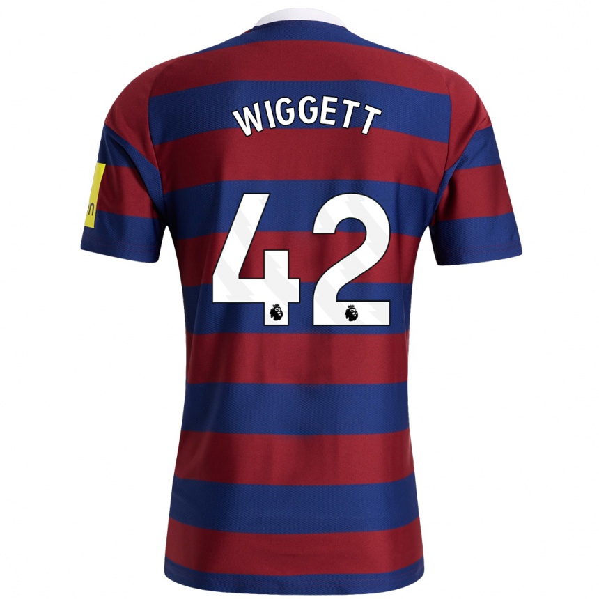 Kids Football Charlie Wiggett #42 Burgundy Navy Blue Away Jersey 2024/25 T-Shirt Za