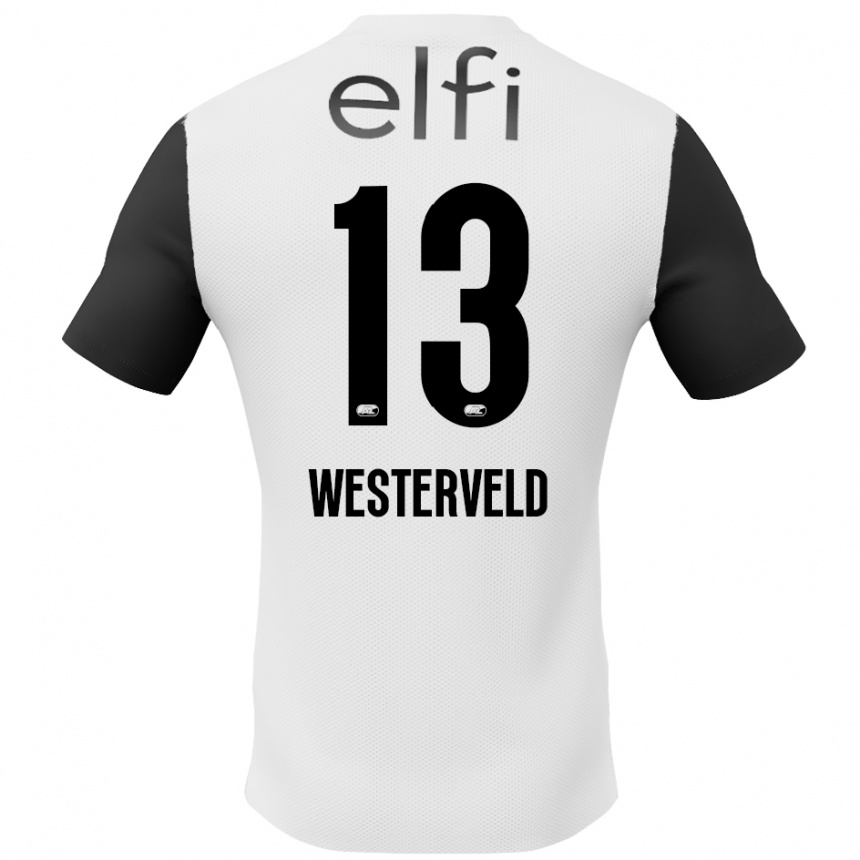 Kids Football Sem Westerveld #13 White Black Away Jersey 2024/25 T-Shirt Za