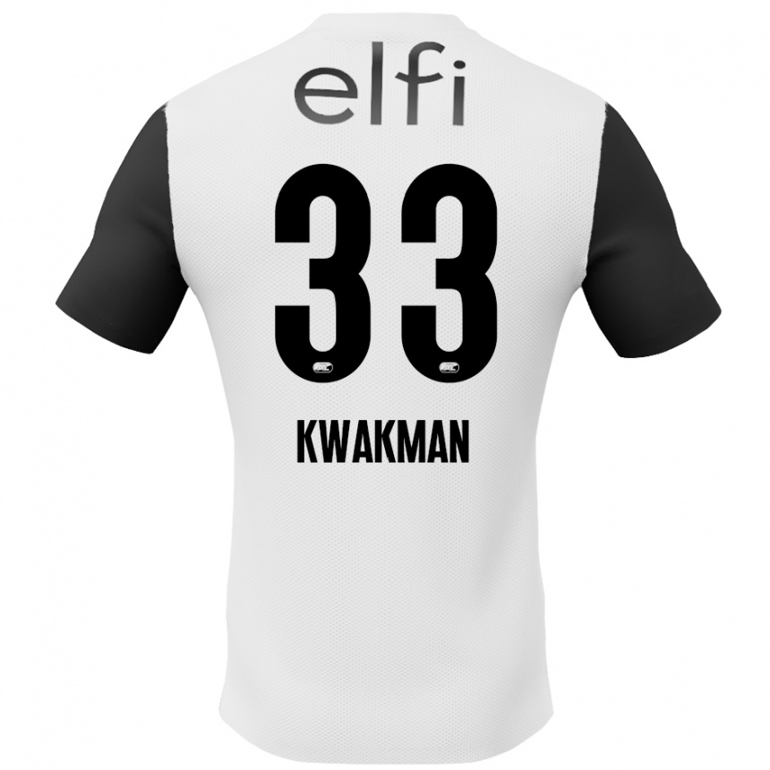 Kids Football Dave Kwakman #33 White Black Away Jersey 2024/25 T-Shirt Za