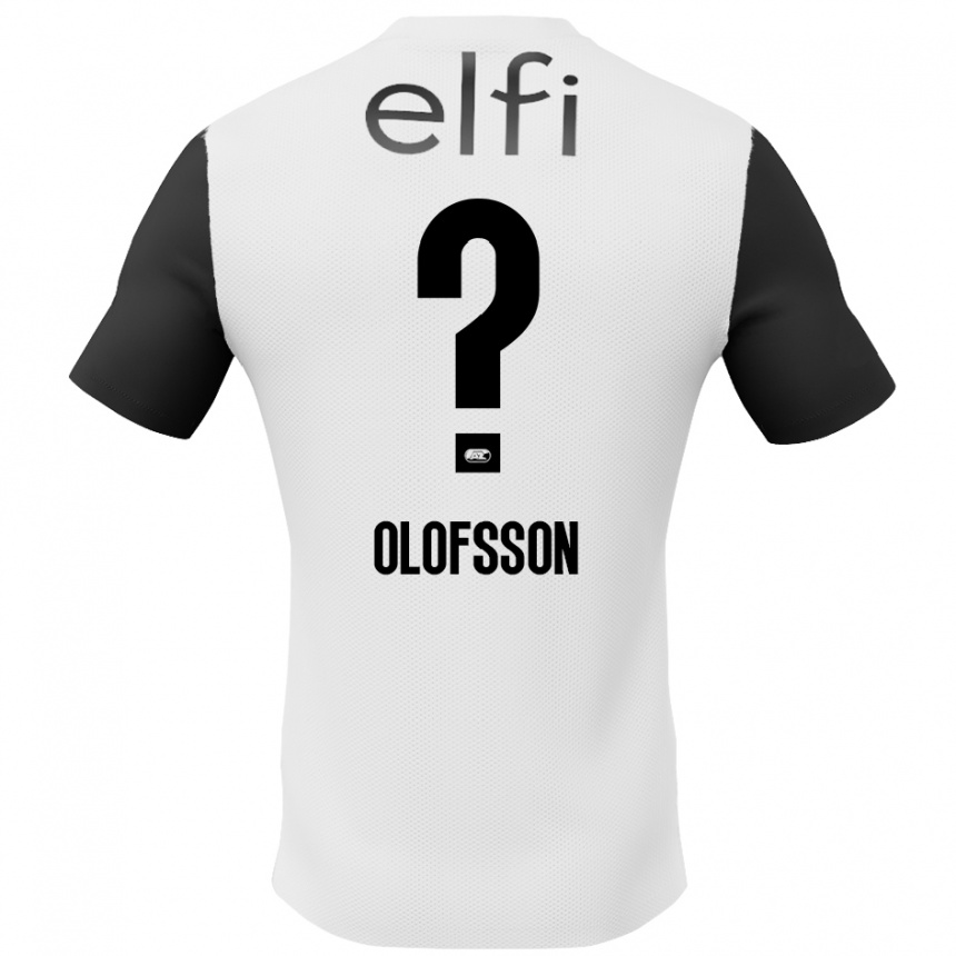 Kids Football Wilmer Olofsson #0 White Black Away Jersey 2024/25 T-Shirt Za