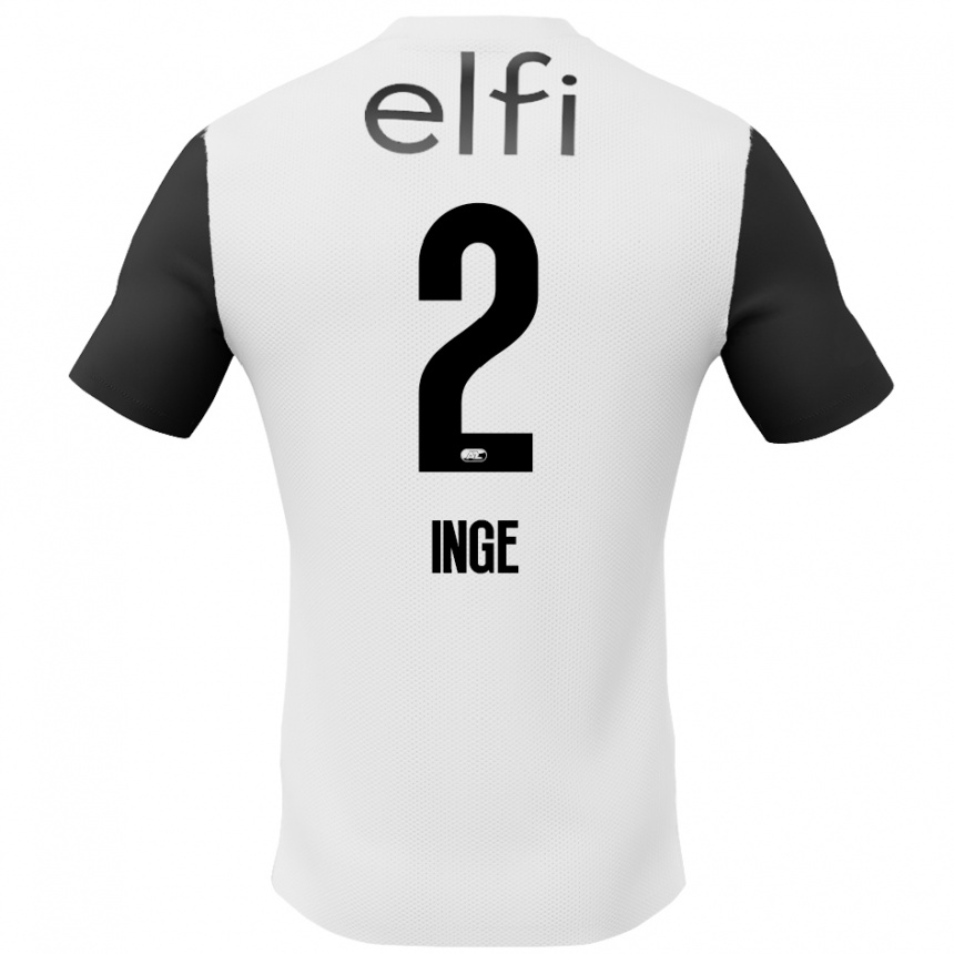 Kids Football Kiani Inge #2 White Black Away Jersey 2024/25 T-Shirt Za