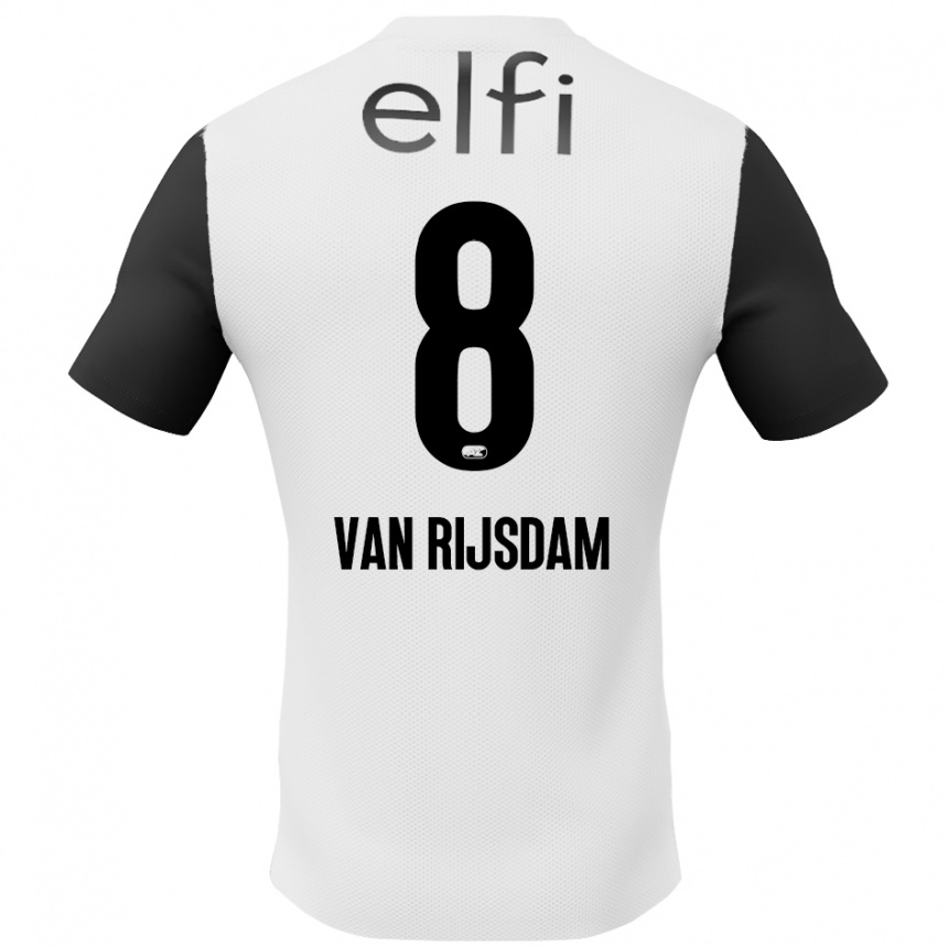 Kids Football Julian Van Rijsdam #8 White Black Away Jersey 2024/25 T-Shirt Za