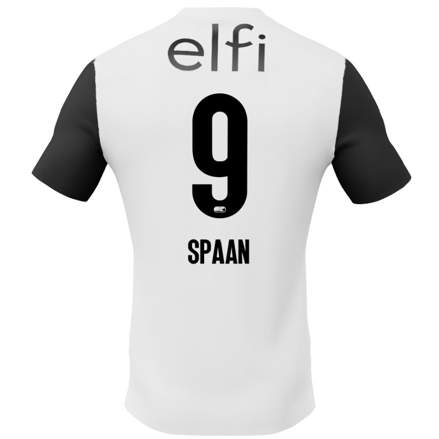 Kids Football Floor Spaan #9 White Black Away Jersey 2024/25 T-Shirt Za