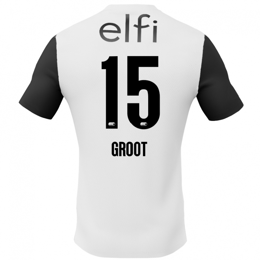 Kids Football Pleun Groot #15 White Black Away Jersey 2024/25 T-Shirt Za