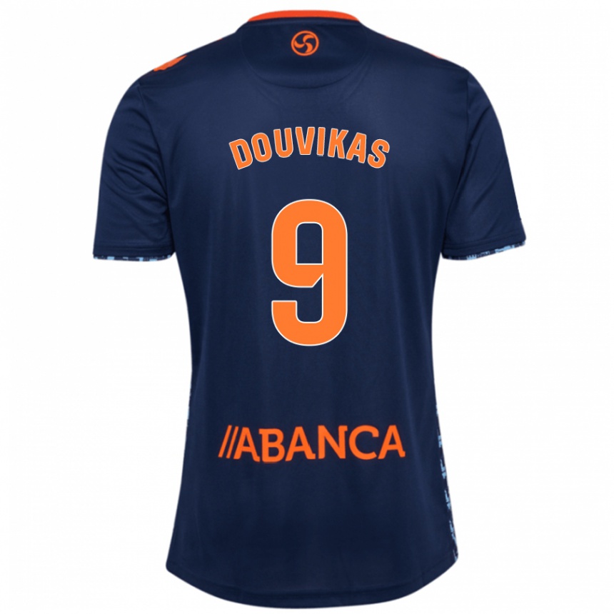 Kids Football Anastasios Douvikas #9 Navy Blue Away Jersey 2024/25 T-Shirt Za