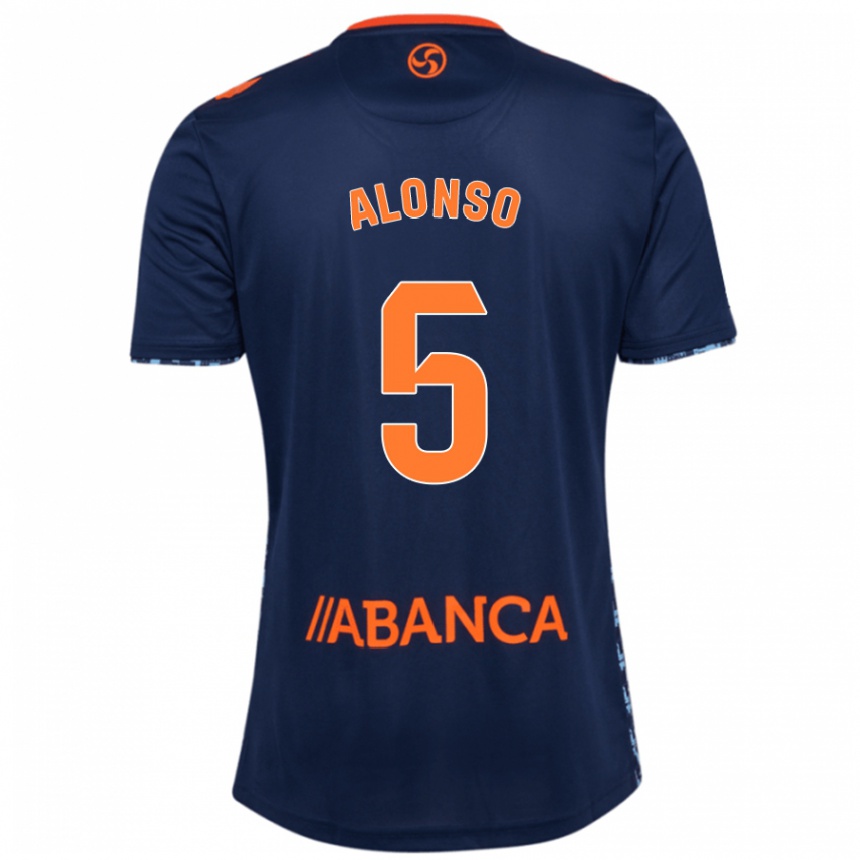 Kids Football Gael Alonso #5 Navy Blue Away Jersey 2024/25 T-Shirt Za