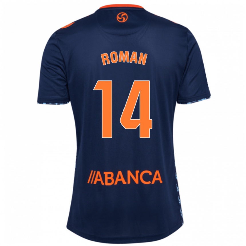 Kids Football Miguel Román #14 Navy Blue Away Jersey 2024/25 T-Shirt Za