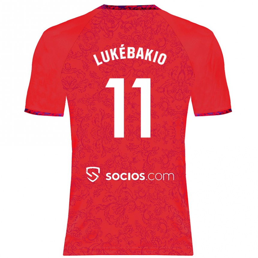 Kids Football Dodi Lukébakio #11 Red Away Jersey 2024/25 T-Shirt Za