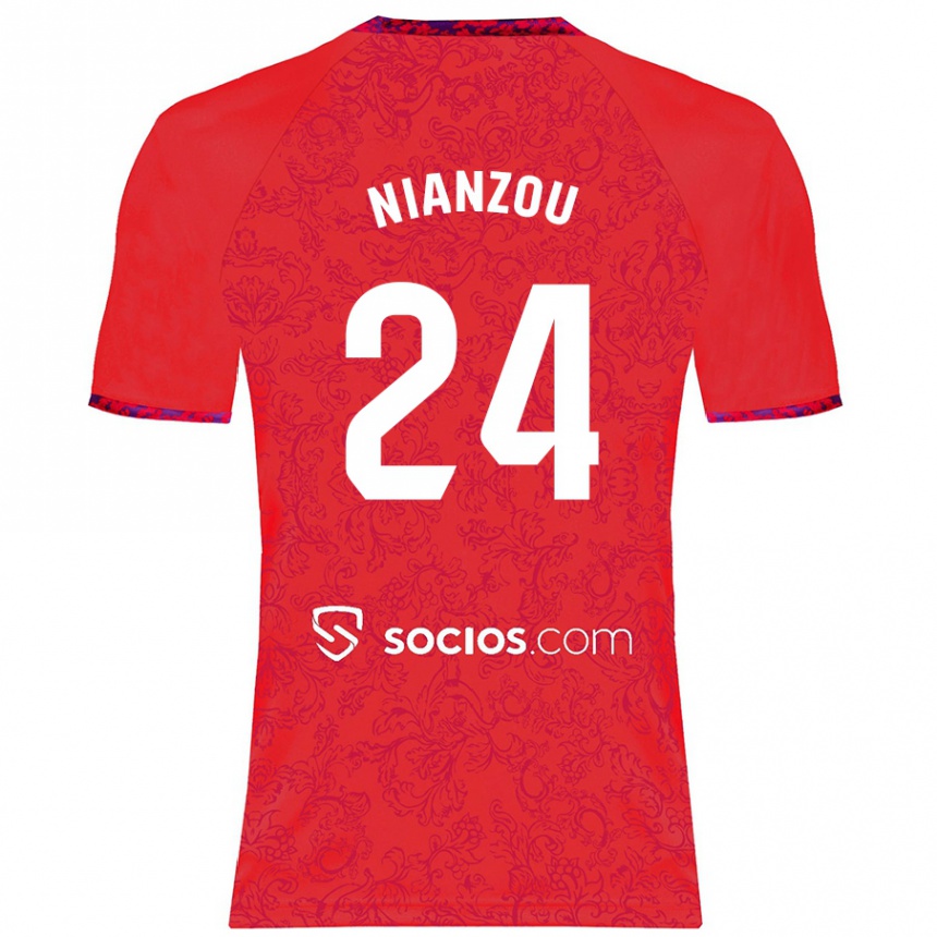 Kids Football Tanguy Nianzou #24 Red Away Jersey 2024/25 T-Shirt Za