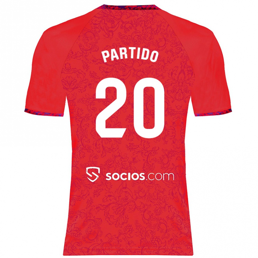 Kids Football Paula Partido #20 Red Away Jersey 2024/25 T-Shirt Za