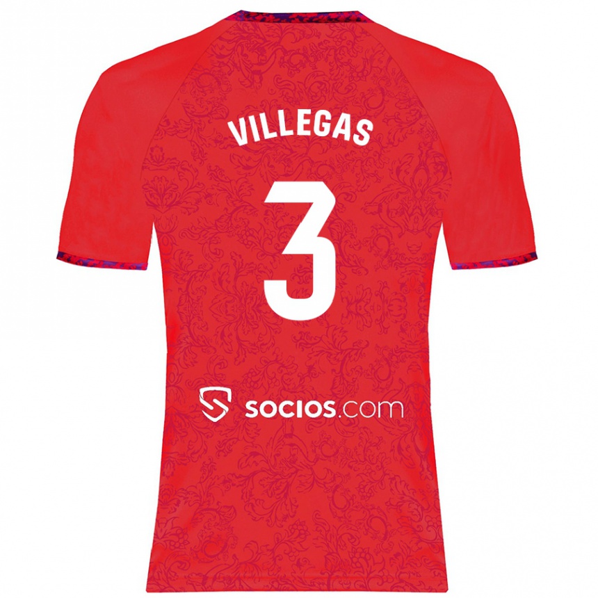 Kids Football Juancho Villegas #3 Red Away Jersey 2024/25 T-Shirt Za