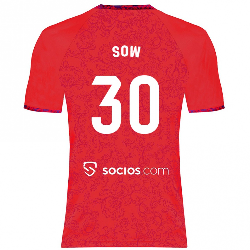 Kids Football Ibrahima Sow #30 Red Away Jersey 2024/25 T-Shirt Za