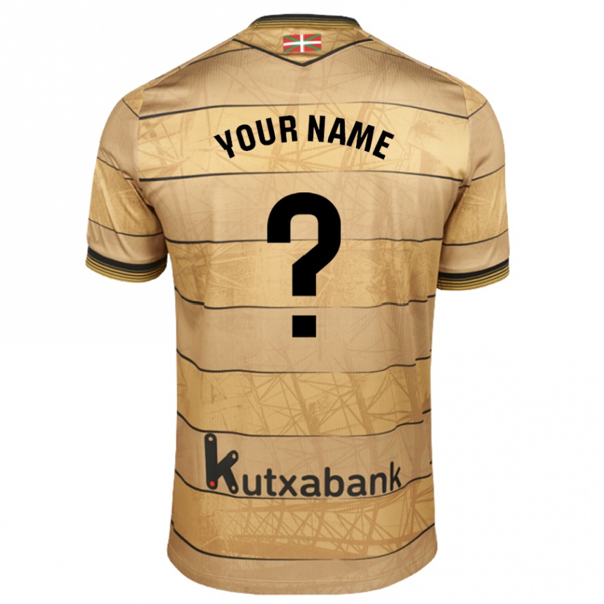 Kids Football Your Name #0 Brown Away Jersey 2024/25 T-Shirt Za