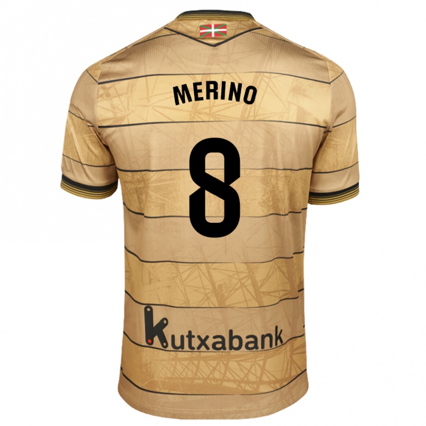 Kids Football Mikel Merino #8 Brown Away Jersey 2024/25 T-Shirt Za