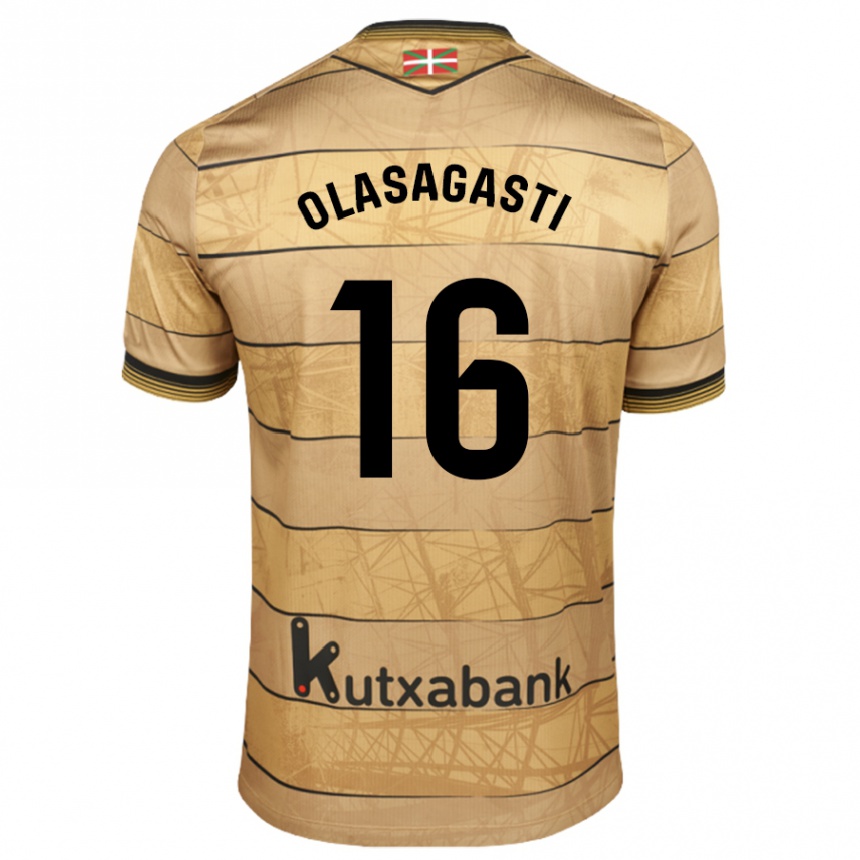 Kids Football Jon Ander Olasagasti #16 Brown Away Jersey 2024/25 T-Shirt Za