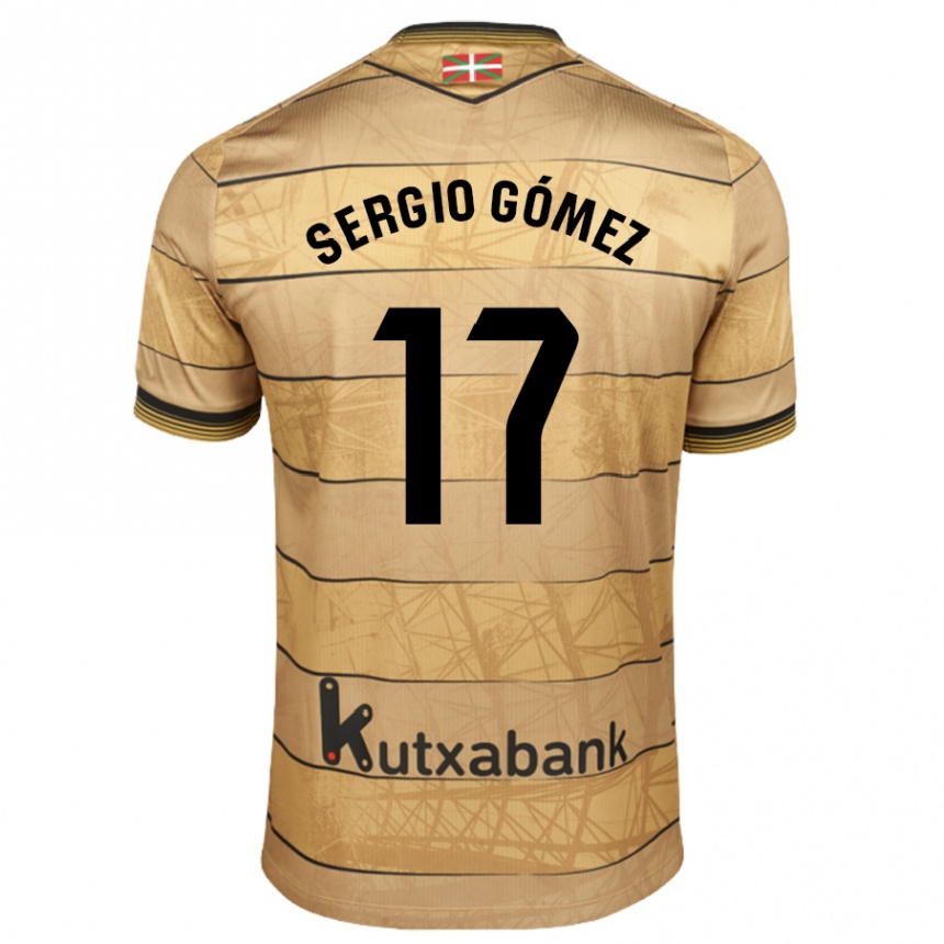 Kids Football Sergio Gómez #17 Brown Away Jersey 2024/25 T-Shirt Za