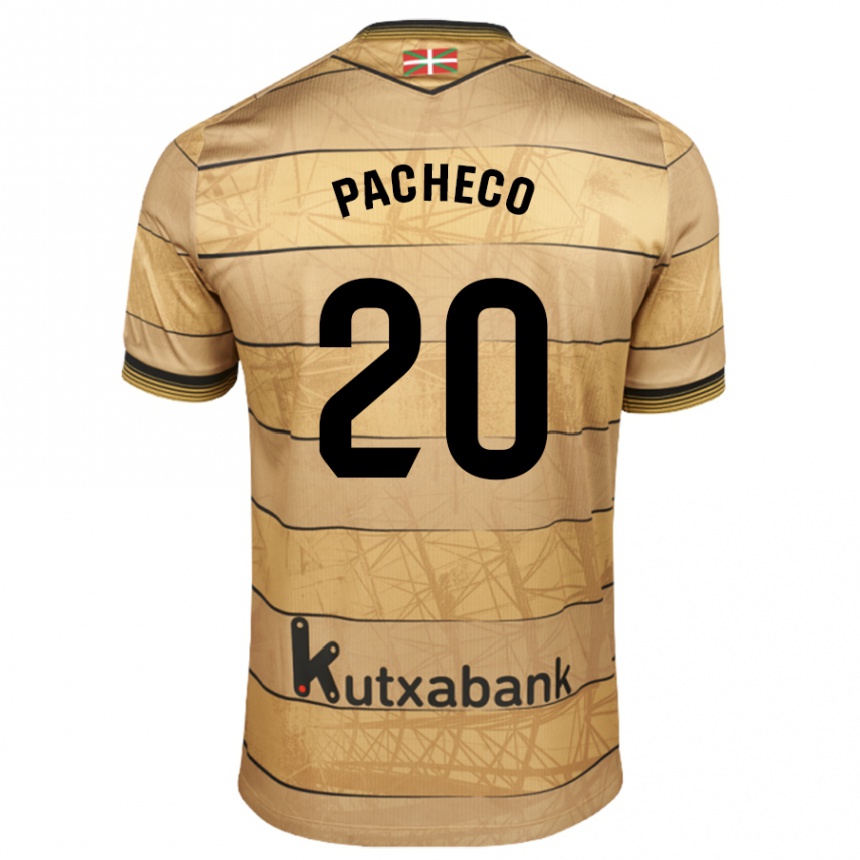 Kids Football Jon Pacheco #20 Brown Away Jersey 2024/25 T-Shirt Za