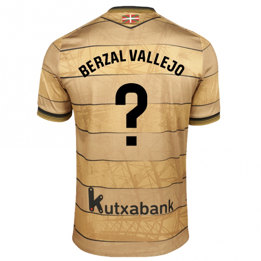 Kids Football Asier Berzal Vallejo #0 Brown Away Jersey 2024/25 T-Shirt Za