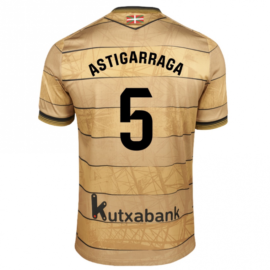 Kids Football Eneko Astigarraga #5 Brown Away Jersey 2024/25 T-Shirt Za