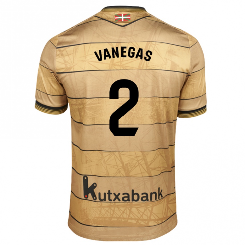 Kids Football Manuela Vanegas Cataño #2 Brown Away Jersey 2024/25 T-Shirt Za