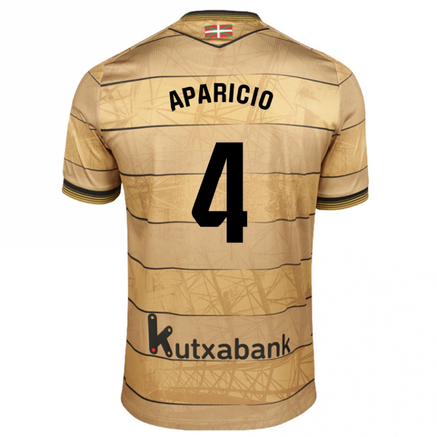 Kids Football Nahia Aparicio Jaular #4 Brown Away Jersey 2024/25 T-Shirt Za