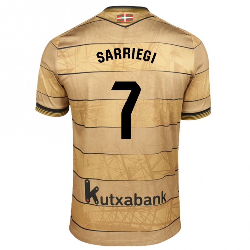 Kids Football Amaiur Sarriegi Isasa #7 Brown Away Jersey 2024/25 T-Shirt Za