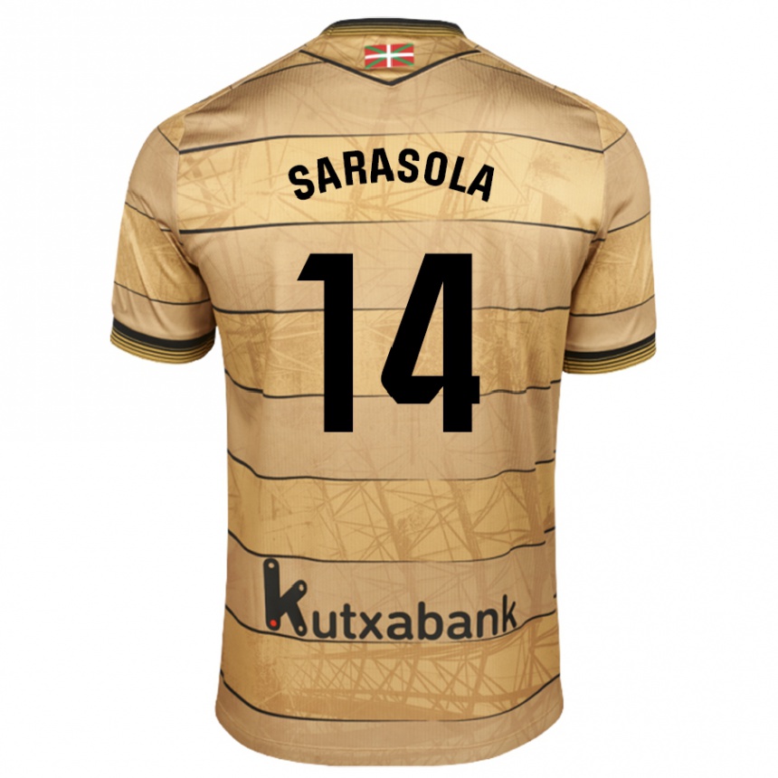 Kids Football Izarne Sarasola Beain #14 Brown Away Jersey 2024/25 T-Shirt Za