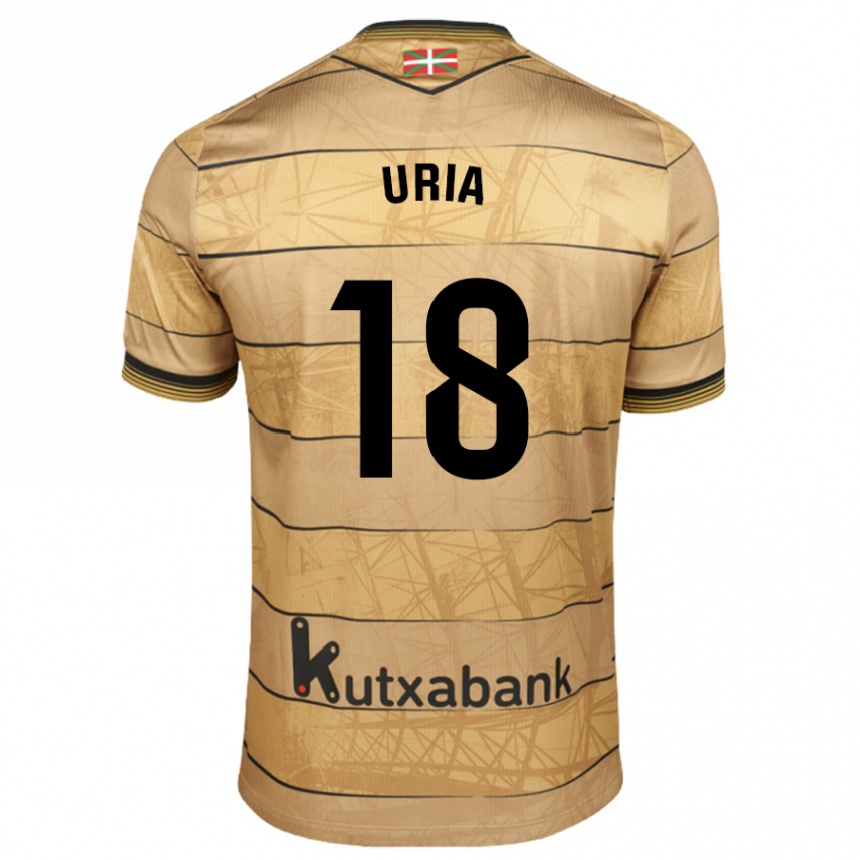 Kids Football Mirari Uria Gabilondo #18 Brown Away Jersey 2024/25 T-Shirt Za