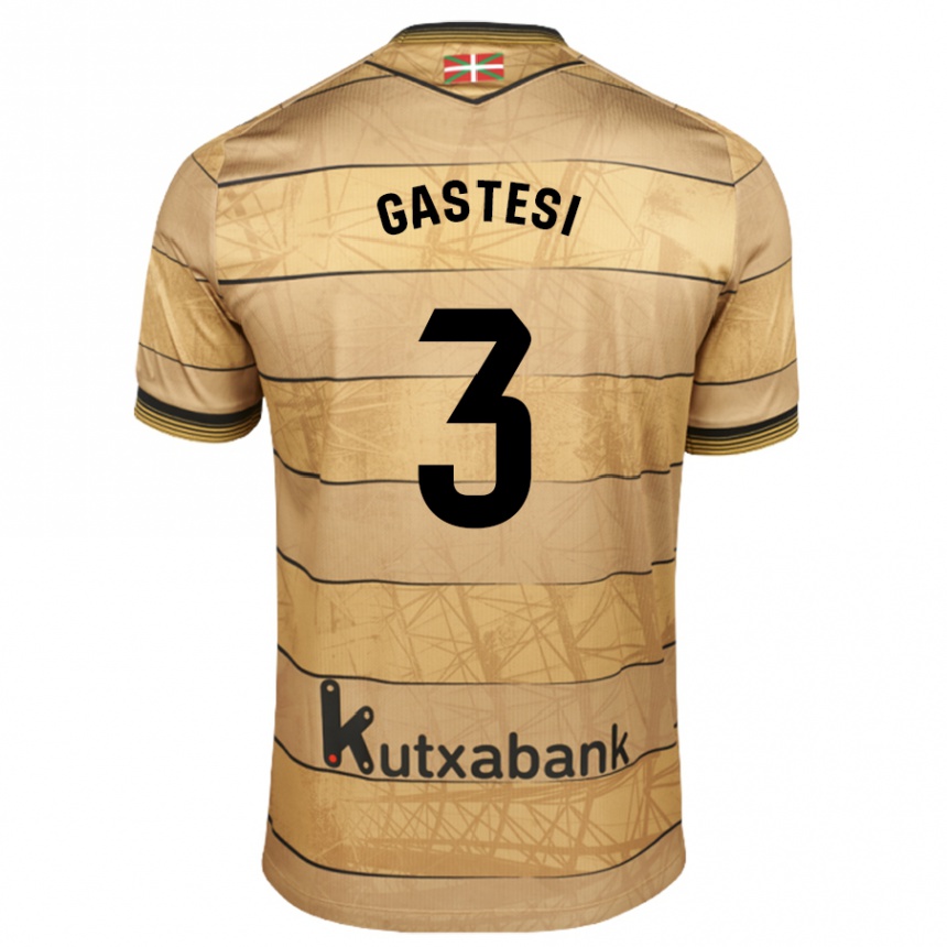 Kids Football Gorka Gastesi #3 Brown Away Jersey 2024/25 T-Shirt Za