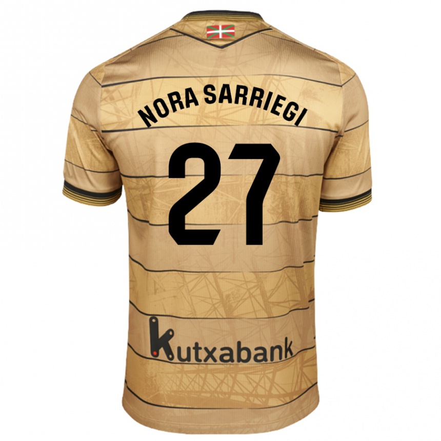 Kids Football Nora Sarriegi Galdos #27 Brown Away Jersey 2024/25 T-Shirt Za