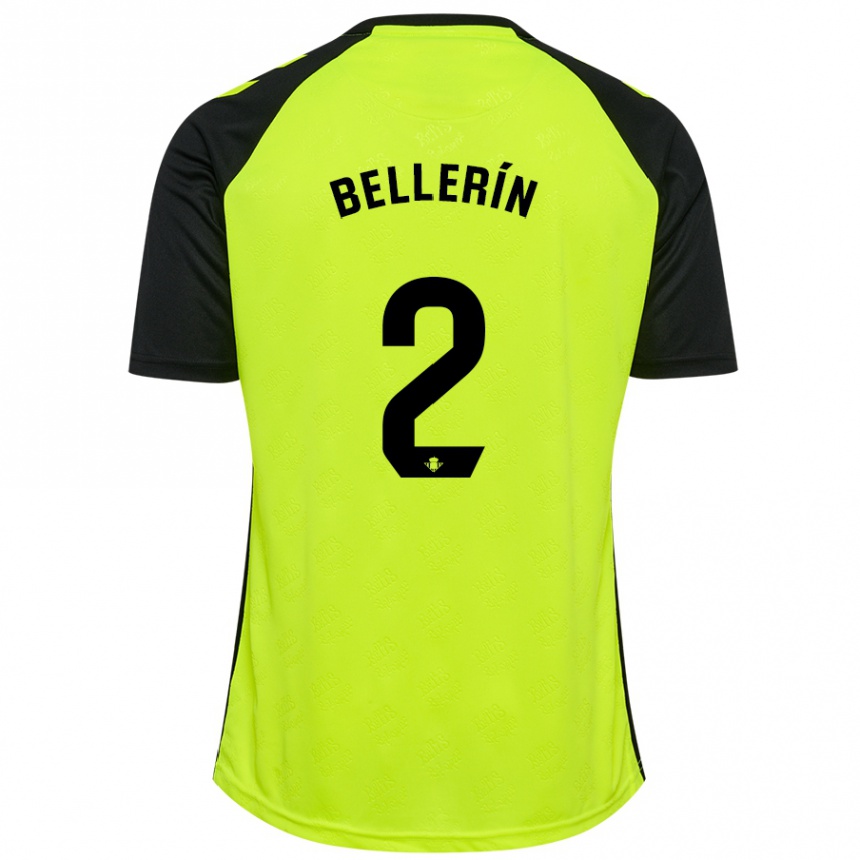 Kids Football Hector Bellerin #2 Fluorescent Yellow Black Away Jersey 2024/25 T-Shirt Za