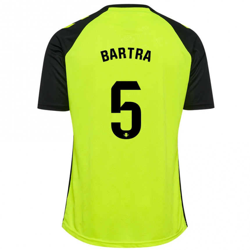 Kids Football Marc Bartra #5 Fluorescent Yellow Black Away Jersey 2024/25 T-Shirt Za