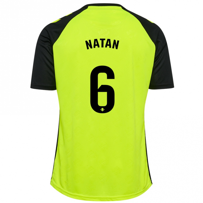 Kids Football Natan #6 Fluorescent Yellow Black Away Jersey 2024/25 T-Shirt Za