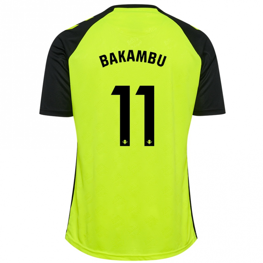 Kids Football Cedric Bakambu #11 Fluorescent Yellow Black Away Jersey 2024/25 T-Shirt Za