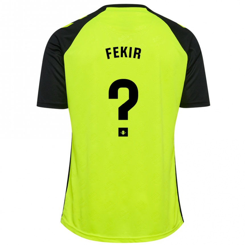 Kids Football Yassin Fekir #0 Fluorescent Yellow Black Away Jersey 2024/25 T-Shirt Za